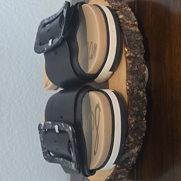 SAM EDELMAN Ariane Black Leather Slide Adjustable Sandals w/ Buckle SZ 9.5 - Picture 8 of 10